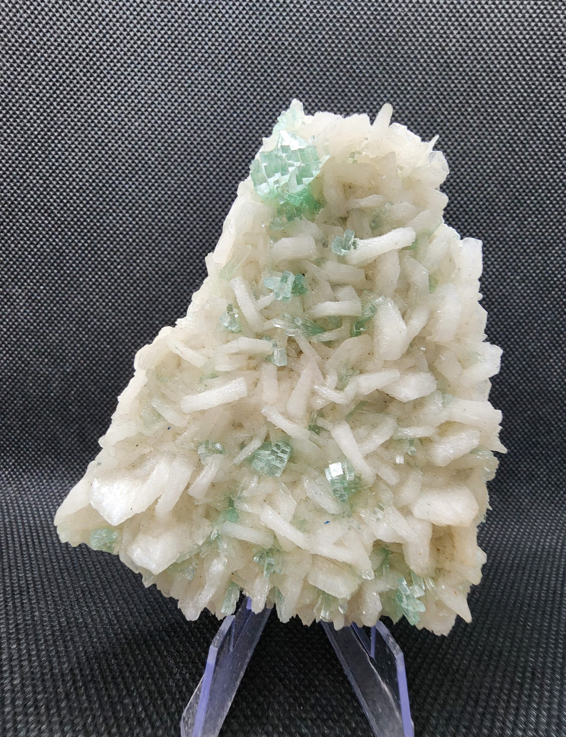 Gemmy Green Apophyllite on Stilbite Crystals from India