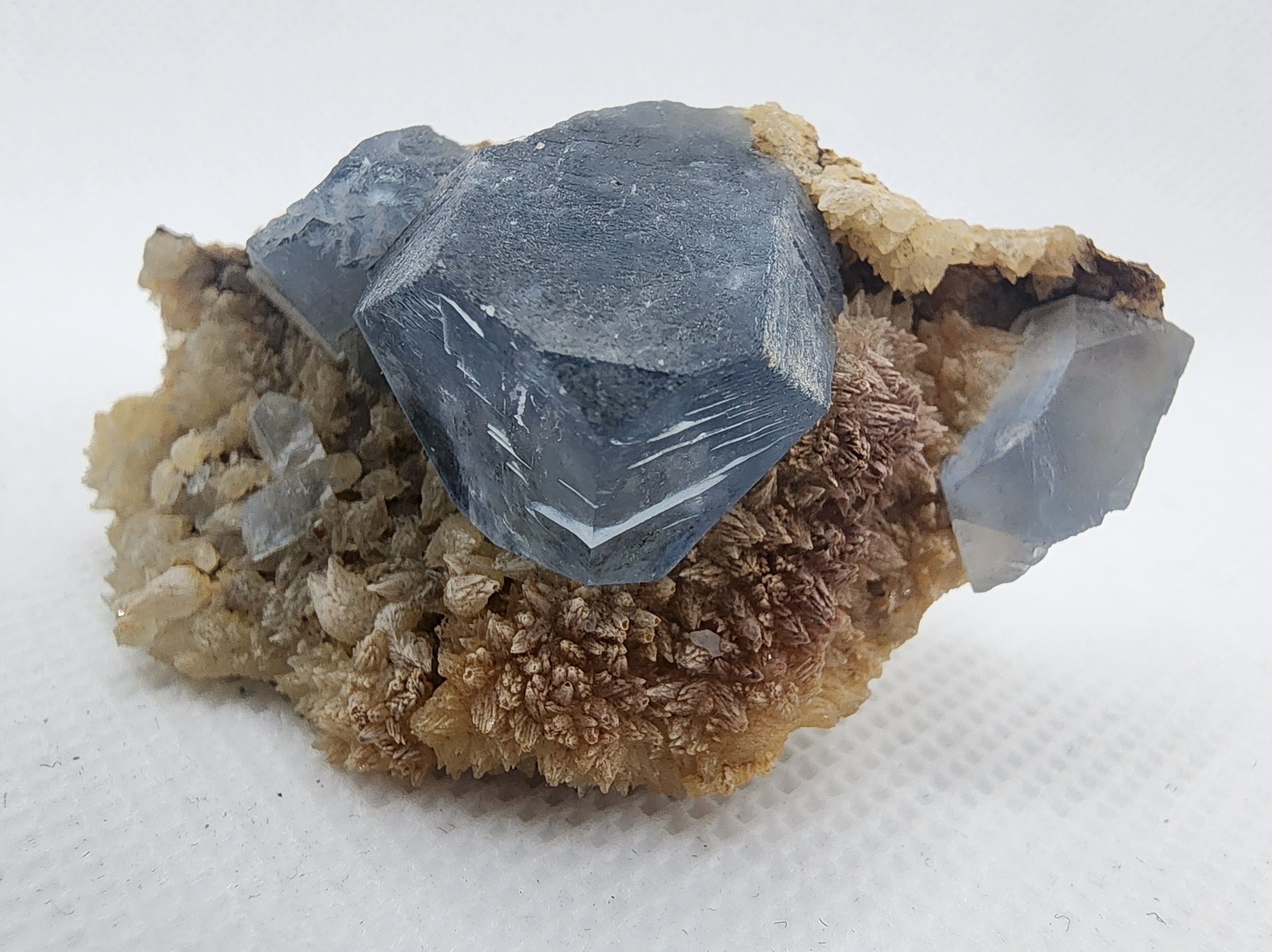 Cobalt Blue Celestine on Calcite from Dara-I-Laman, Badghis Province, Afghanistan
