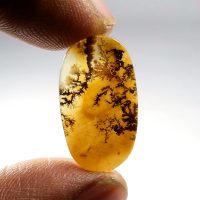 Shazar Dendrite Agate Cabochon 24x13 mm Oval Shape Natural Scenic Gemstone