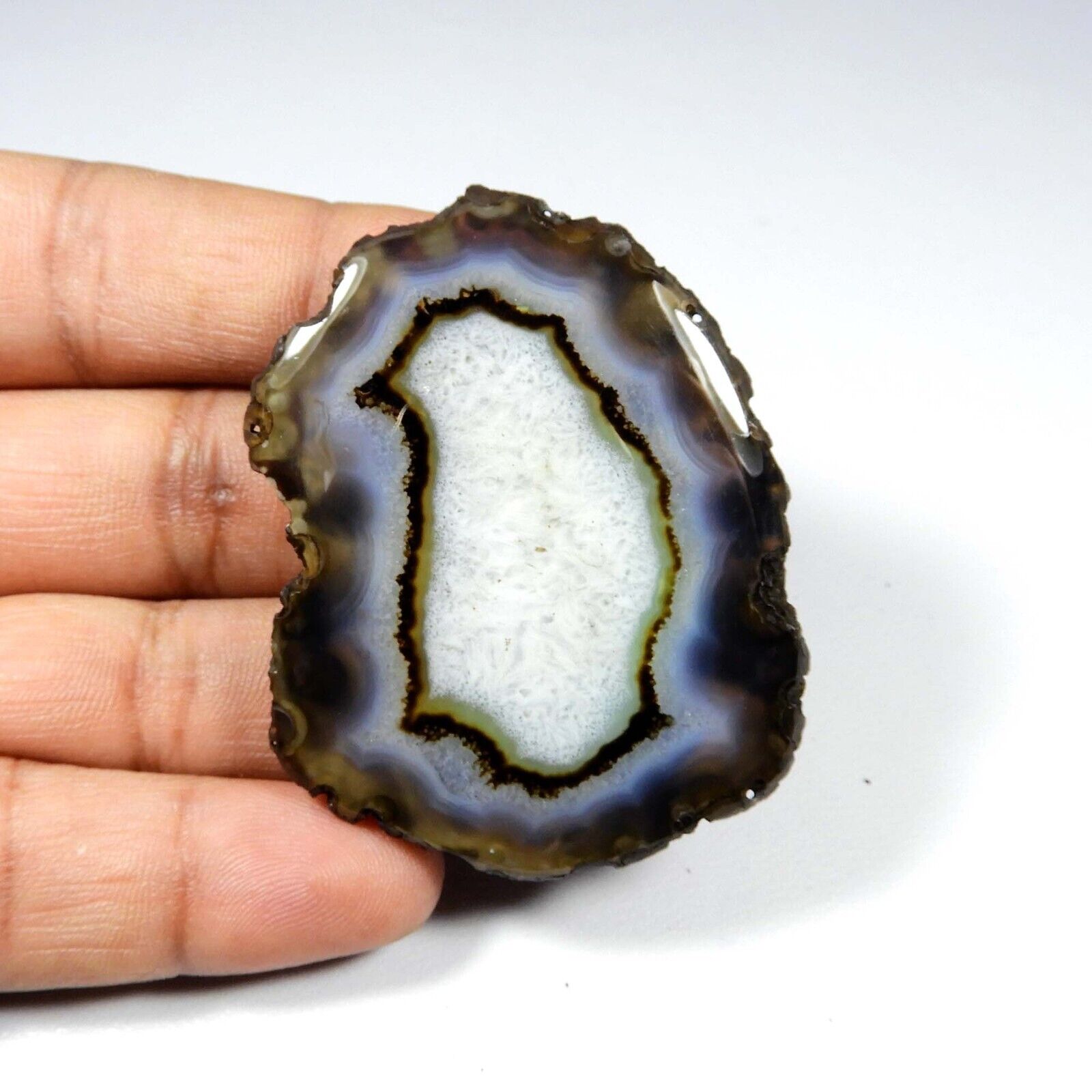 Black Slice Druzy Agate Cabochon Geode Gemstone Loose 158 Cts